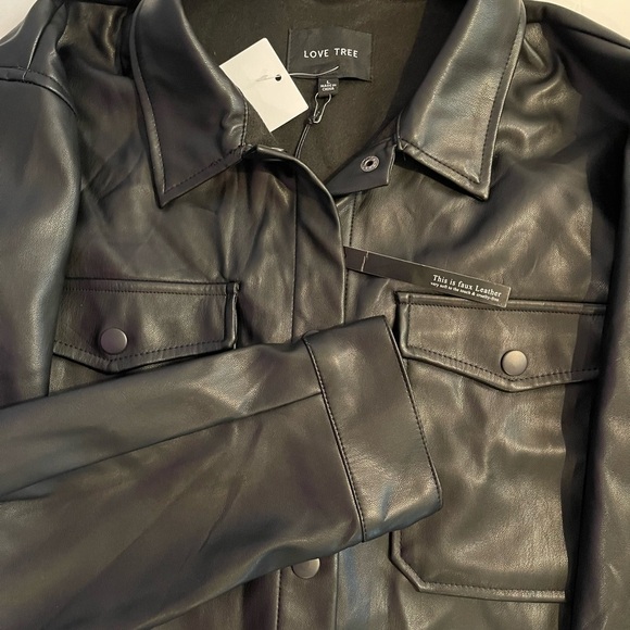 Love Tree Faux Leather Jacket NWT Size Large Snap Closure down the front… - Picture 2 of 7